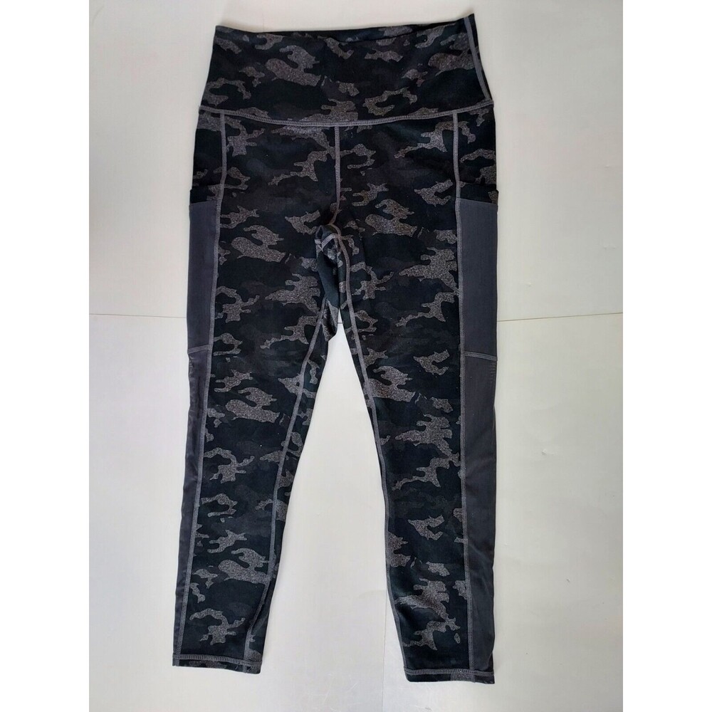 Fabletics Mid-Rise Gray Camouflage Powerhold Leggings W/Pockets Ladies Size S